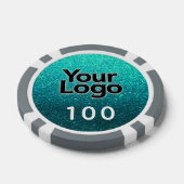 Turquoise Glitter Company Vakantie Party Zakelijk Poker Chips (Enkel)