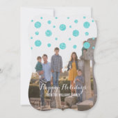 Turquoise Glitter Confetti Holiday Photo Card Feestdagenkaart (Voorkant)