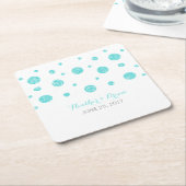 Turquoise Glitter Confetti Paper Onderzetters (Schuin)
