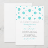 Turquoise Glitter Confetti Wedding Invite Kaart (Voorkant / Achterkant)
