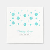 Turquoise Glitter Confetti Wedding Paper Napkins Servetten (Voorkant)