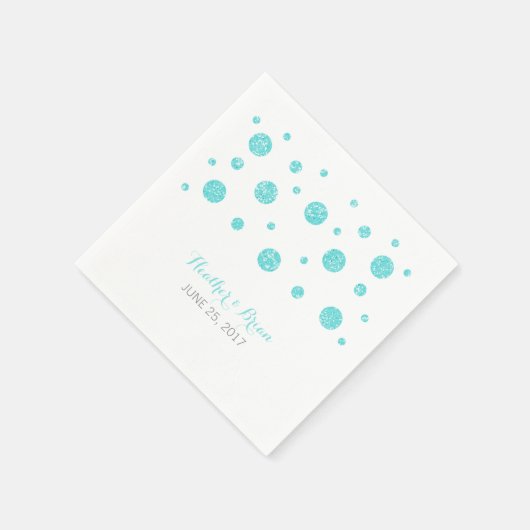 Turquoise Glitter Confetti Wedding Paper Napkins Servetten (Hoek)