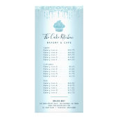 Turquoise Glitter Cupcake Bakery Pastry Chef Menu (Voorkant)