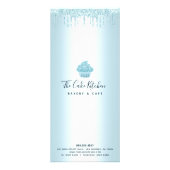 Turquoise Glitter Cupcake Bakery Pastry Chef Menu (Achterkant)