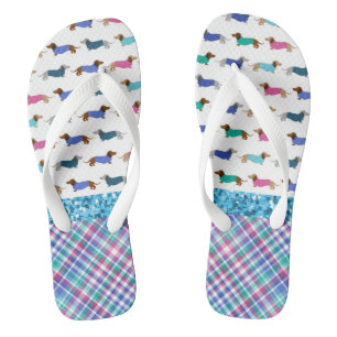 Turquoise Glitter Dachshund Teenslippers