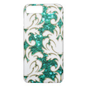 Turquoise Glitter Damask Case-Mate iPhone Case (Achterkant)
