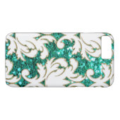 Turquoise Glitter Damask Case-Mate iPhone Case (Achterkant (Horizontaal))