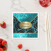 Turquoise Glitter Designer Achtergrond Servet (Insitu)