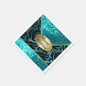 Turquoise Glitter Designer Achtergrond Servet (Hoek)