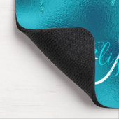 Turquoise Glitter Drip Personalized Monogram Muismat (Hoek)