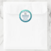 Turquoise glitter Eigen logo Ronde Sticker (Tas)