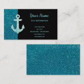 Turquoise glitter en Aqua Bokeh Anchor Visitekaartje (Voorkant / Achterkant)