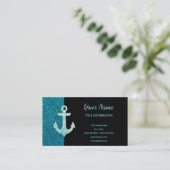 Turquoise glitter en Aqua Bokeh Anchor Visitekaartje (Staand voorkant)