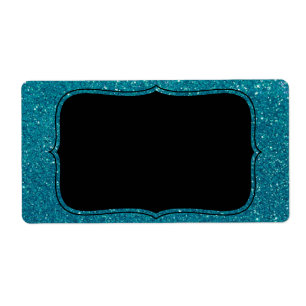 Turquoise Glitter Etiket