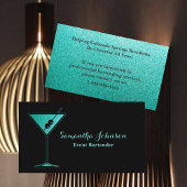 Turquoise Glitter Event Bartender Visitekaartje