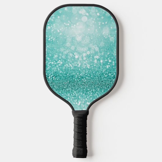 Turquoise Glitter Glam Monogram Naam Pickleball Paddle (Achterkant)