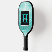 Turquoise Glitter Glam Monogram Naam  Pickleball Paddle (Links)