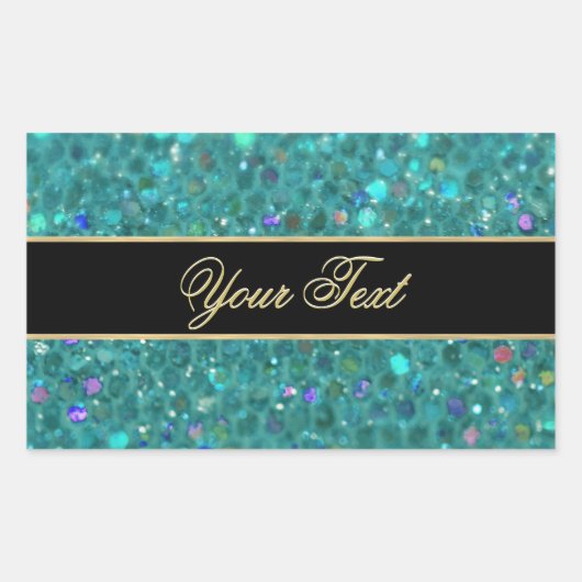Turquoise Glitter Glam Rechthoekige Sticker (Voorkant)
