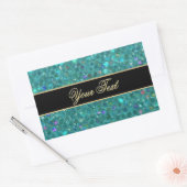 Turquoise Glitter Glam Rechthoekige Sticker (Envelop)