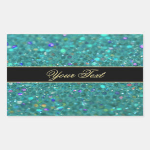Turquoise Glitter Glam Rechthoekige Sticker