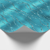 Turquoise Glitter Glitzy Strepen Cadeaupapier (Hoek)