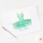 Turquoise Glitter Gown Quinceanera Sticker (Envelop)