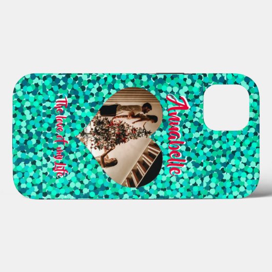 Turquoise Glitter Heart Shape Foto Case-Mate iPhone Case (Achterkant (horizontaal))