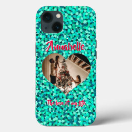 Turquoise Glitter Heart Shape Foto Case-Mate iPhone Case