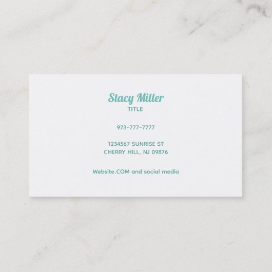 Turquoise Glitter House Cleaning Visitekaartjes (Achterkant)