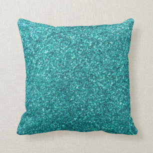 Turquoise glitter kussen