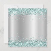 Turquoise Glitter Licht Zilveren Gradiënt 40e Verj Kaart (Achterkant)