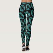 Turquoise Glitter Lippen Modern Zwart Leggings (Achterkant)