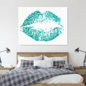 Turquoise Glitter Lips #2 Canvas Afdruk (Insitu (Slaapkamer))