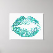 Turquoise Glitter Lips #2 Canvas Afdruk (Voorkant)
