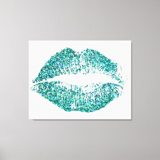 Turquoise Glitter Lips #2 Canvas Afdruk (Voorkant)