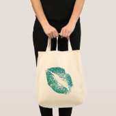 Turquoise Glitter Lips #2 Tote Bag (Voorkant (product))
