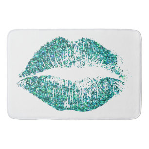 Turquoise Glitter Lips Badmat