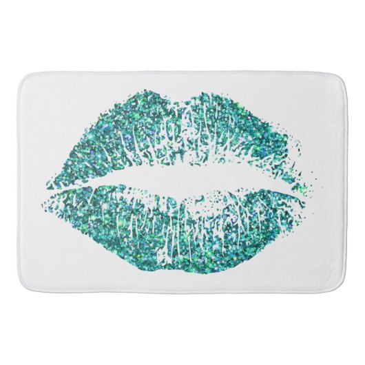 Turquoise Glitter Lips Badmat (Voorkant)