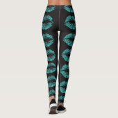 Turquoise Glitter Lips Leggings (Achterkant)