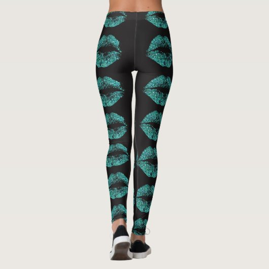 Turquoise Glitter Lips Leggings (Achterkant)