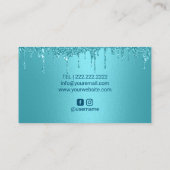 Turquoise Glitter Lips Makeup Artist Beauty Salon Visitekaartje (Achterkant)