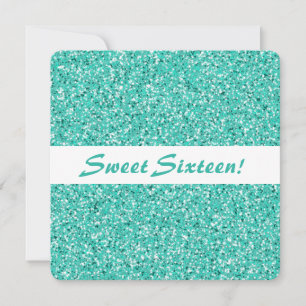Turquoise Glitter Look Sweet Sixteen Verjaardag Kaart