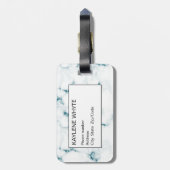 Turquoise Glitter Marmer Gepersonaliseerd Bagagela Bagagelabel (Achterkant verticaal)