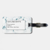 Turquoise Glitter Marmer Gepersonaliseerd Bagagela Bagagelabel (Achterkant horizontaal)