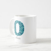 Turquoise Glitter Monogram O Persoonlijke Mok (Voorkant links)