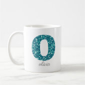 Turquoise Glitter Monogram O Persoonlijke Mok (Links)