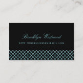 Turquoise Glitter Monogram Quatrefoil Profile Card Visitekaartje (Achterkant)