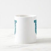 Turquoise Glitter Monogram U Gepersonaliseerde Mok (Center)