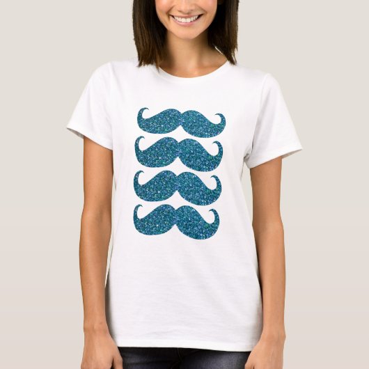Turquoise Glitter Mustache #2 T-shirt (Voorkant)