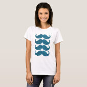 Turquoise Glitter Mustache #2 T-shirt (Voorkant volledig)